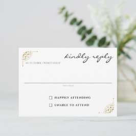 Black & Gold Country Wedding RSVP Karte