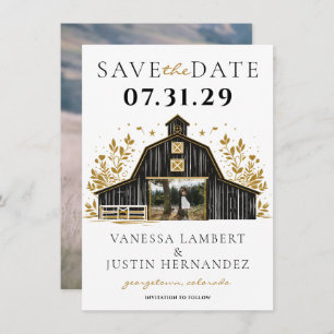 Black & Gold Country Wedding Save The Date