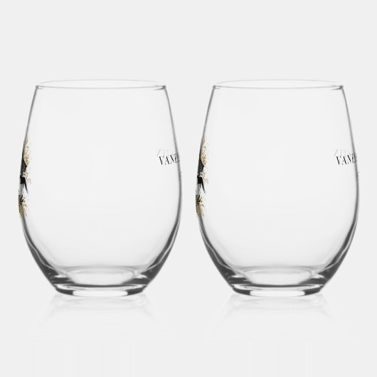 Black & Gold Country Wedding Weinglas Ohne Stiel (Links)