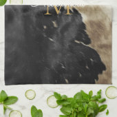 Black Gold Cowboy Cowgirl Cowhide Monogram Geschirrtuch (Gefaltet)