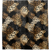 Black Gold Cream Leopard Animal Print Duschvorhang (Vorderseite)