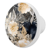 Black Gold Cream Leopard Floral Keramikknauf (Rechts)