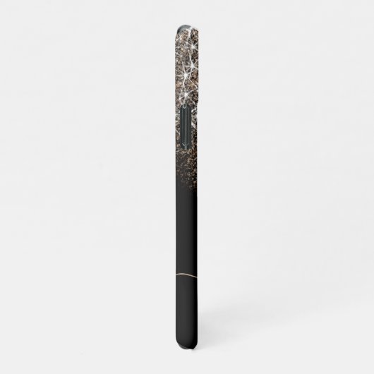 Black Gold Creme Imitats Glitzer Kalligrafie iPhone Hülle (Rechte Seite)