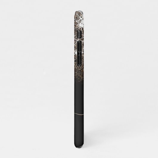 Black Gold Creme Imitats Glitzer Kalligrafie iPhone Hülle (Linke Seite)