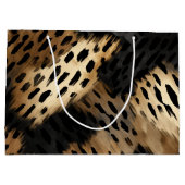 Black Gold Creme Leopard Animal Print Große Geschenktüte (Rückseite)