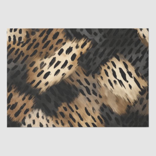 Black Gold Creme Leopard Animal Print Seidenpapier (Vorderseite)