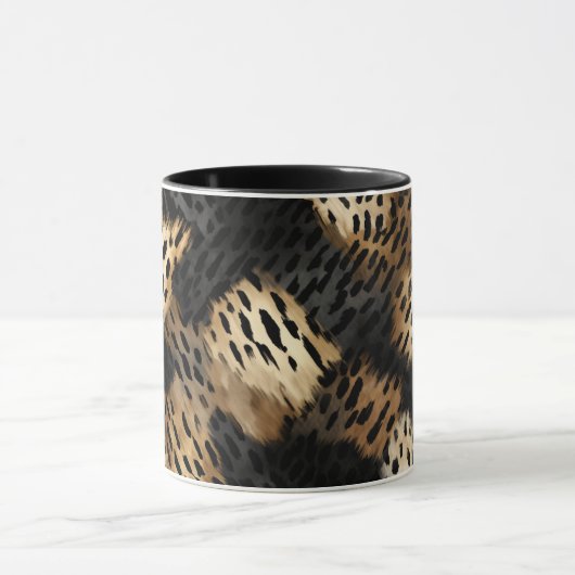 Black Gold Creme Leopard Animal Print Tasse (Zentrum)