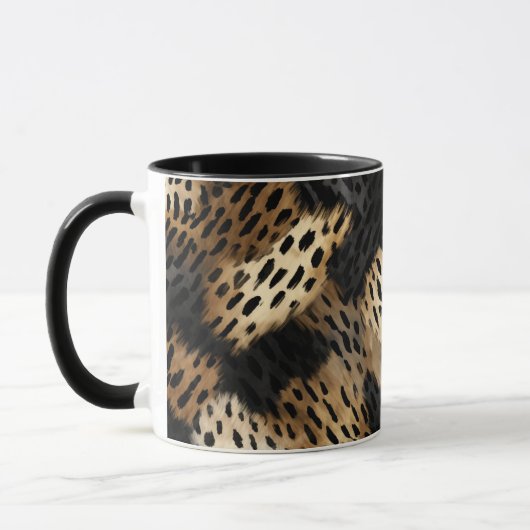 Black Gold Creme Leopard Animal Print Tasse (Links)