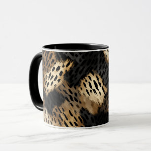 Black Gold Creme Leopard Animal Print Tasse