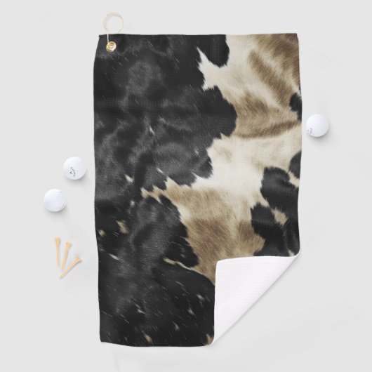 Black Gold Creme Western Cowhide Golfhandtuch (Insitu)