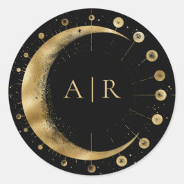 Black Gold Crescent Moon Wedding Umschlag Aufklebe Runder Aufkleber