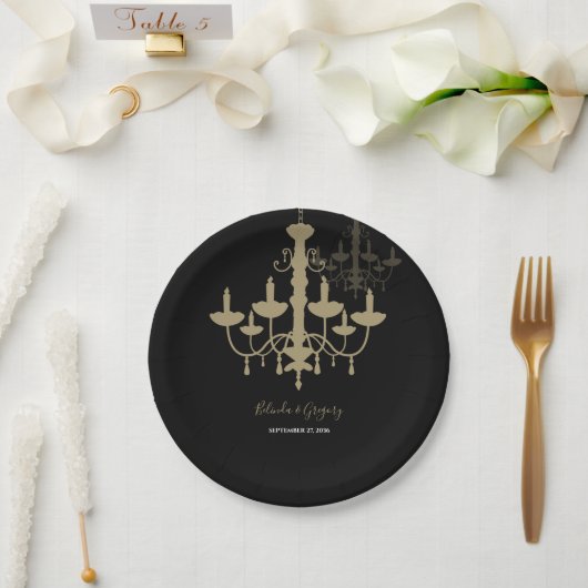 Black Gold Cronier Wedding Pappteller (Hochzeit)