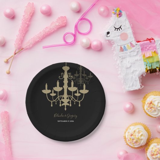 Black Gold Cronier Wedding Pappteller (Party)