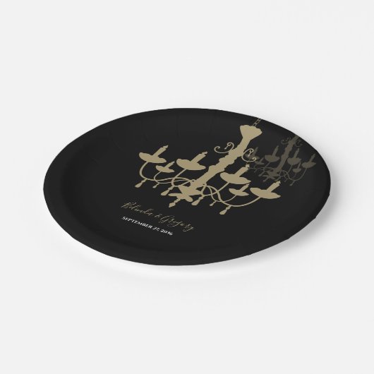 Black Gold Cronier Wedding Pappteller (Schrägansicht)