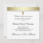 Black Gold Cross in Love Memory Memorial Einladung (Rückseite)