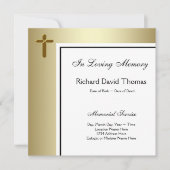 Black Gold Cross in Love Memory Memorial Einladung (Vorderseite)