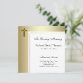 Black Gold Cross in Love Memory Memorial Einladung (Stehend Vorderseite)