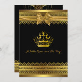Black & Gold Crown Baby Dusche Einladung (Vorne/Hinten)