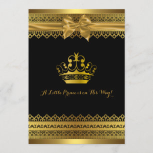 Black & Gold Crown Baby Dusche Einladung