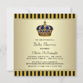 Black Gold Crown Little Prince Boy Baby Dusche Einladung (Rückseite)