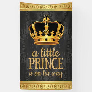 Black Gold Crown Prince Baby Dusche Banner