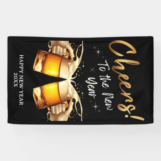 Black & Gold Crus Silvester Party 2024 Banner (Horizontal)