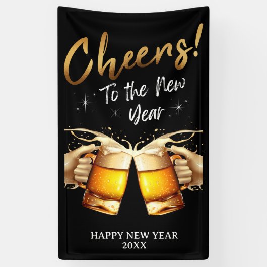 Black & Gold Crus Silvester Party 2024 Banner (Vertikal)