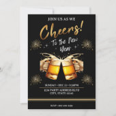 Black & Gold Crus Silvester Party 2024 Einladung (Vorderseite)