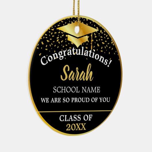 Black & Gold Custom Abschluss Class 2023 Keramik Ornament (Rechts)