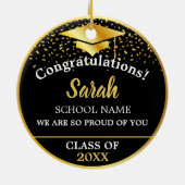 Black & Gold Custom Abschluss Class 2023 Keramik Ornament (Hinten)
