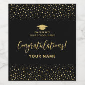 Black & Gold Custom Abschluss Glückwünsche Weinetikett (Einzelnes Label)