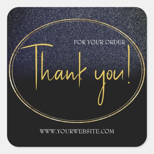 Black & Gold Custom Business Vielen Dank Square Quadratischer Aufkleber (Vorderseite)