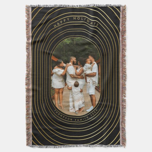 Black Gold Custom Foto Family Weihnachten Decke (Vorderseite Vertikal)