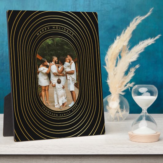 Black Gold Custom Foto Family Weihnachten Fotoplatte (Seite)