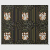 Black Gold Custom Foto Family Weihnachten Geschenkpapier (Flach)