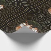 Black Gold Custom Foto Family Weihnachten Geschenkpapier (Ecke)