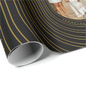 Black Gold Custom Foto Family Weihnachten Geschenkpapier (Rolleneckpunkt)