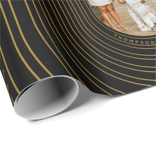 Black Gold Custom Foto Family Weihnachten Geschenkpapier (Rolleneckpunkt)