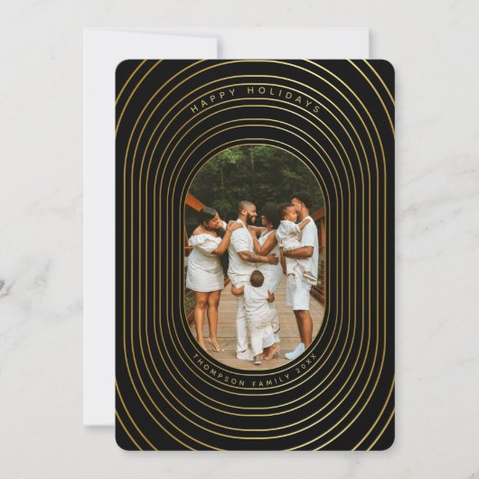 Black Gold Custom Foto Family Weihnachtskarte (Vorderseite)