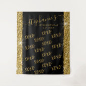 Black Gold Custom Fotobooth Selfie Foto Hintergrun Wandteppich (Vorderseite)