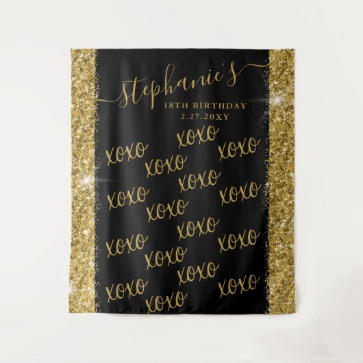 Black Gold Custom Fotobooth Selfie Foto Hintergrun Wandteppich (Vorderseite)