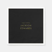 Black & Gold Custom Geburtstag Serviette (Vorderseite)