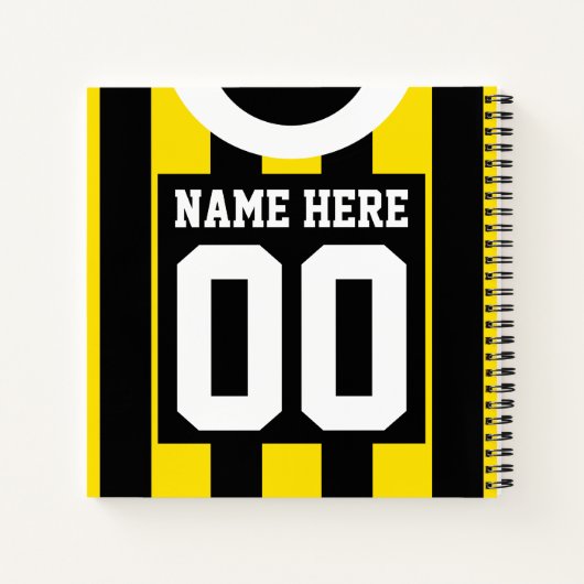 Black & Gold Custom Jersey Template Soccer Rugby Notizblock (Rückseite)
