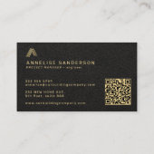 Black gold custom logo QR building construction Visitenkarte (Rückseite)