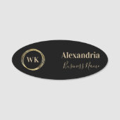 Black Gold Custom Monogram Employee Namensschild (Vorderseite)