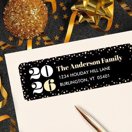 Black Gold Custom Number New Year Bold Name Modern