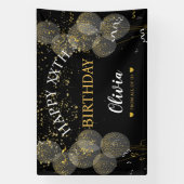 Black & Gold Custom Party Personalisiert Geburtsta Banner (Vertikal)