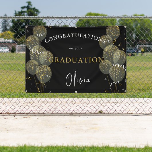 Black & Gold Custom Party Personalisierter Abschlu Banner (InSitu)