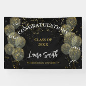 Black & Gold Custom Party Personalisierter Abschlu Banner (Horizontal)