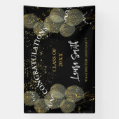 Black & Gold Custom Party Personalisierter Abschlu Banner (Vertikal)